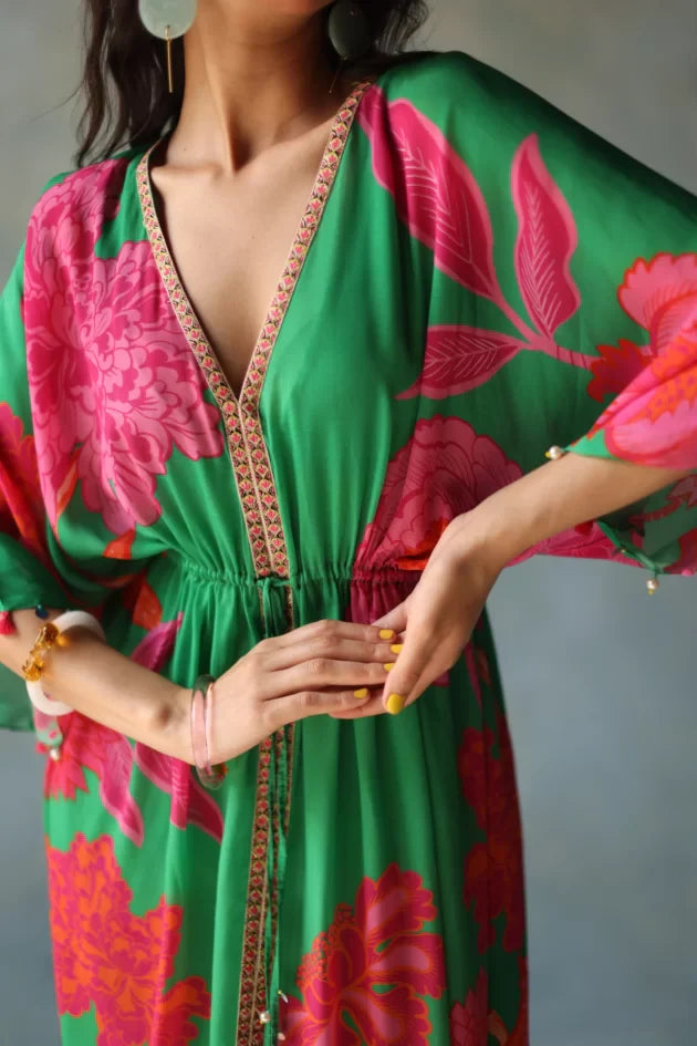 GUL GREEN KAFTAN DRESS by Rajiramniq for women Worldwide