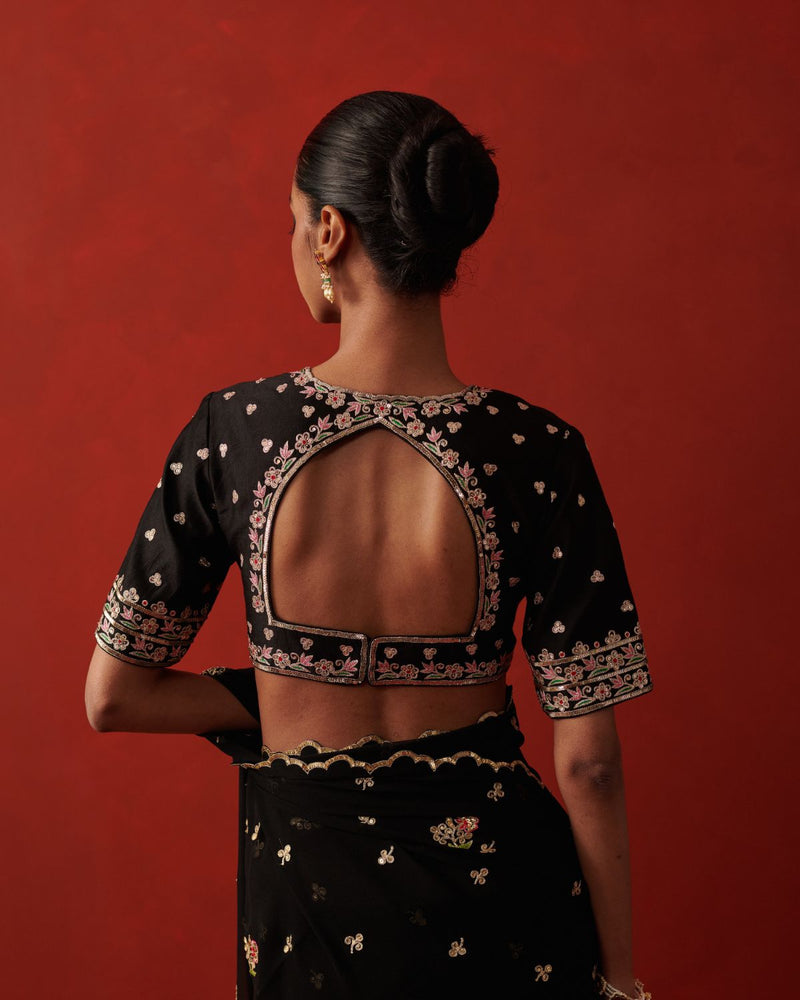 GULMOHAR SAREE georgette by Rashika Mittal in black color for women Worldwide