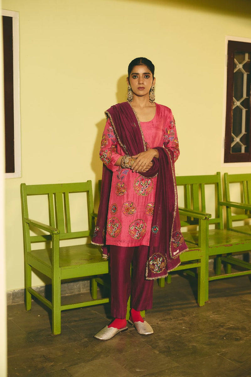 GULROOH DUPATTA chanderi by Rashika Mittal in purple color for women Worldwide
