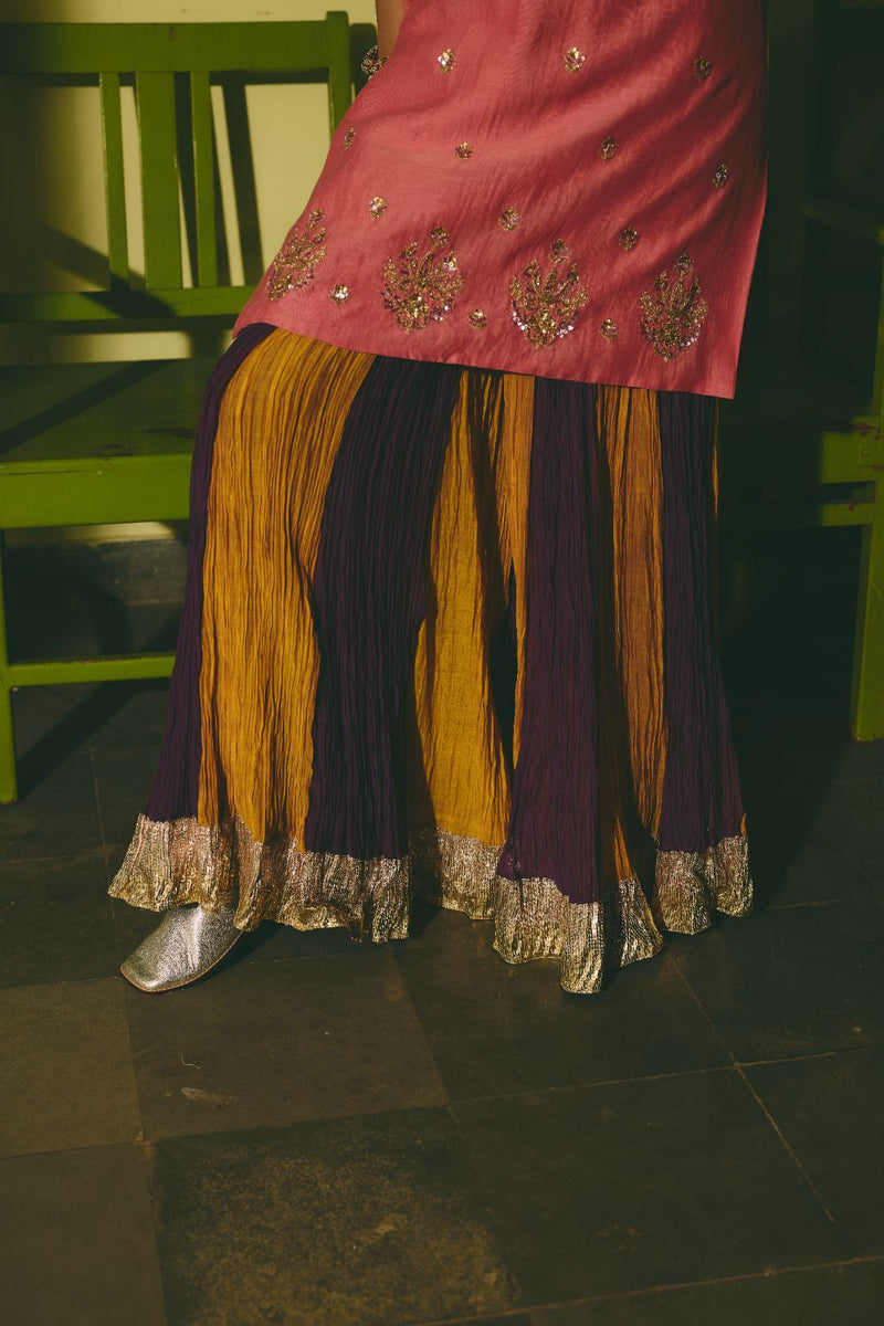GULRUKH & LEHER KURTA & SHARARA chanderi by Rashika Mittal in multi color for women Worldwide