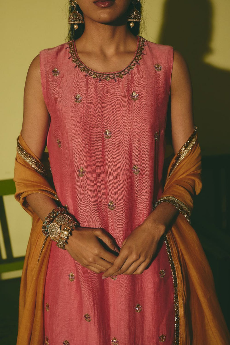 GULRUKH & LEHER KURTA & SHARARA chanderi by Rashika Mittal in multi color for women Worldwide
