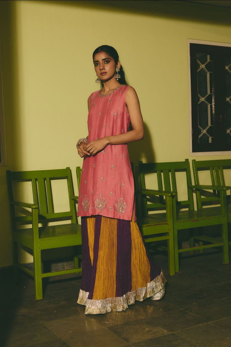 GULRUKH & LEHER KURTA & SHARARA chanderi by Rashika Mittal in multi color for women Worldwide