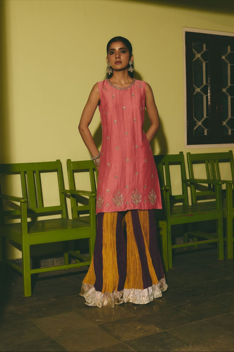 GULRUKH & LEHER KURTA & SHARARA chanderi by Rashika Mittal in multi color for women Worldwide