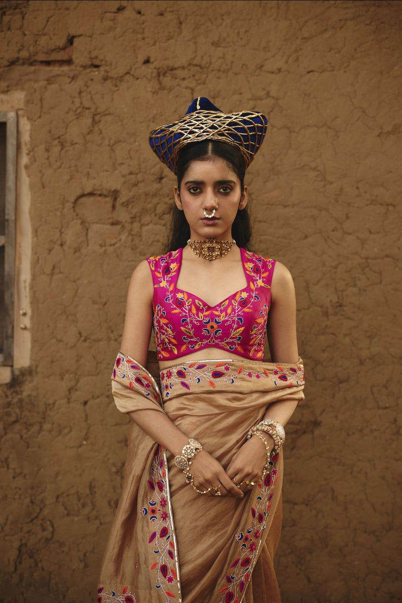 GULZAIB BLOUSE silk by Rashika Mittal in pink color for women Worldwide