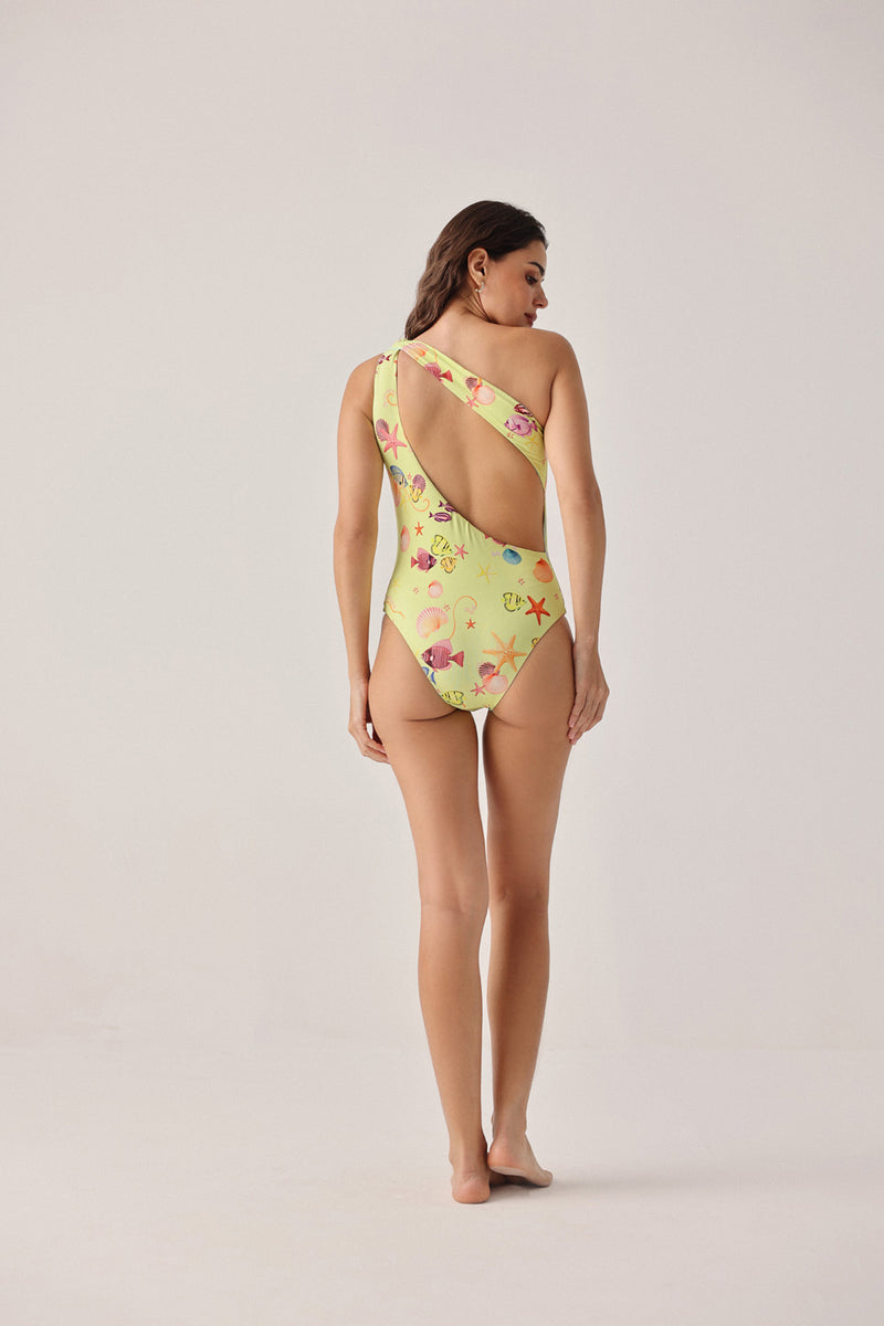 Gaia Swimsuit-Seaborn poly spandex resort wear by NOIB in yellow for women Worldwide