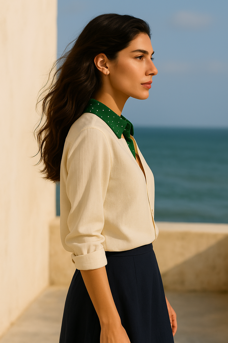 Galaxy Bandhej Shirt cotton by Moborr in green color for women Worldwide