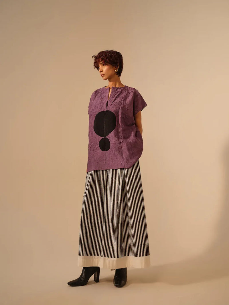 Gale Pants-Natural + Black handwoven cotton pants/trousers by Stoique in black for women Worldwide