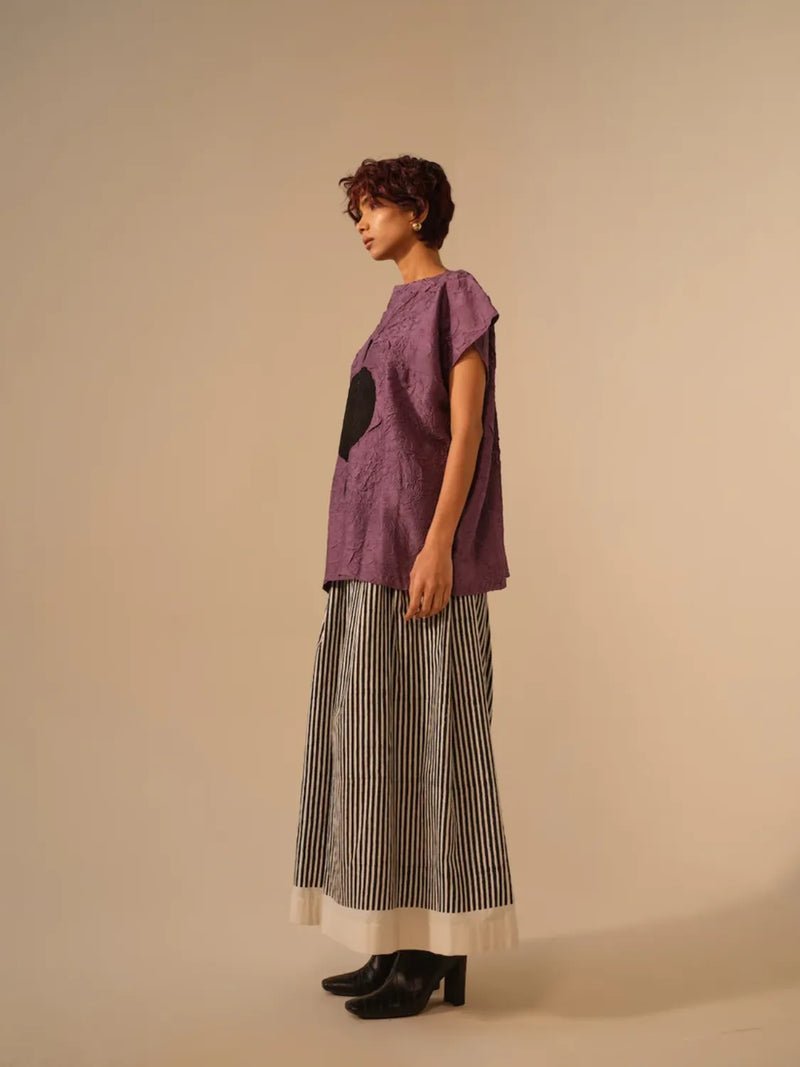 Gale Pants-Natural + Black handwoven cotton pants/trousers by Stoique in black for women Worldwide