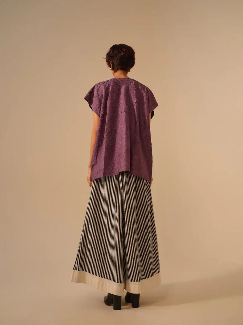 Gale Pants-Natural + Black handwoven cotton pants/trousers by Stoique in black for women Worldwide