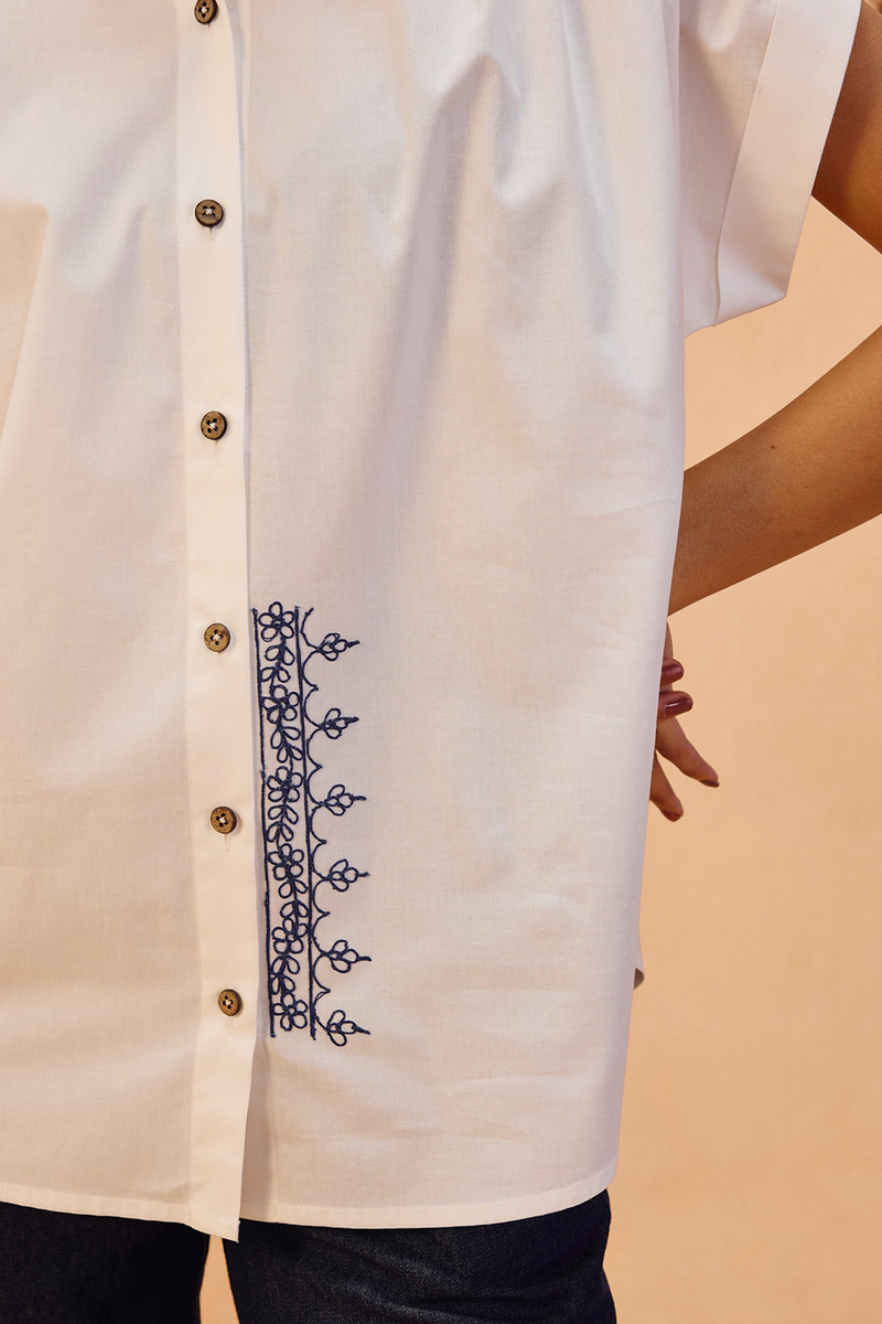 Garden Gate Organic Cotton Shirt organic cotton poplin top/shirt by SUI in white for women Worldwide