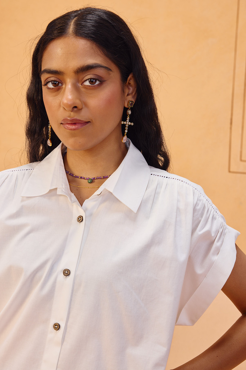 Garden Gate Organic Cotton Shirt organic cotton poplin top/shirt by SUI in white for women Worldwide