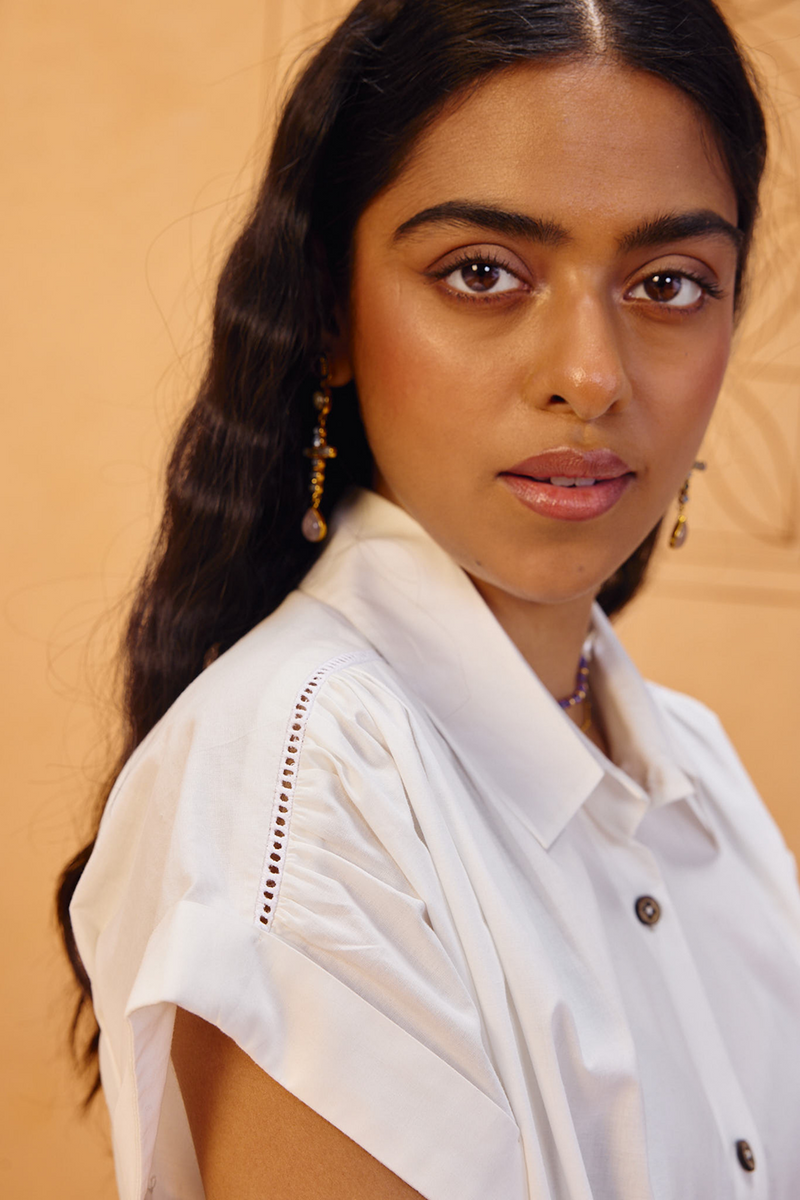 Garden Gate Organic Cotton Shirt organic cotton poplin top/shirt by SUI in white for women Worldwide