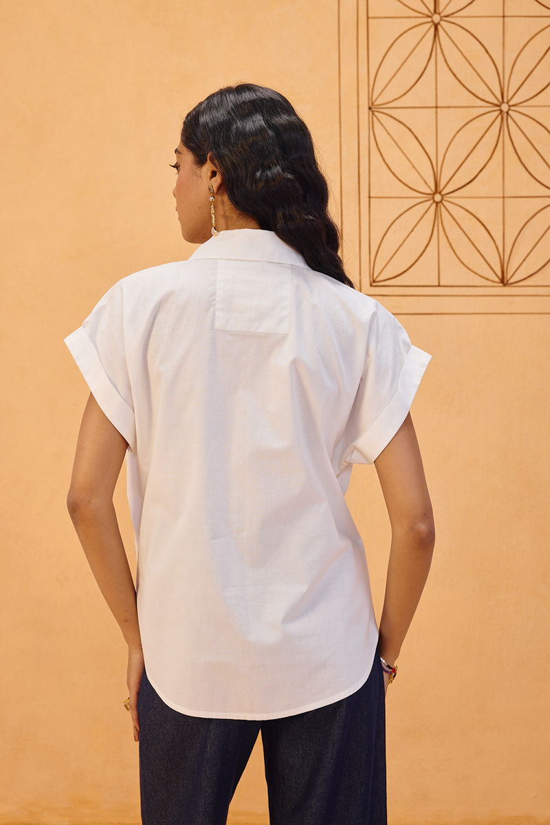 Garden Gate Organic Cotton Shirt organic cotton poplin top/shirt by SUI in white for women Worldwide