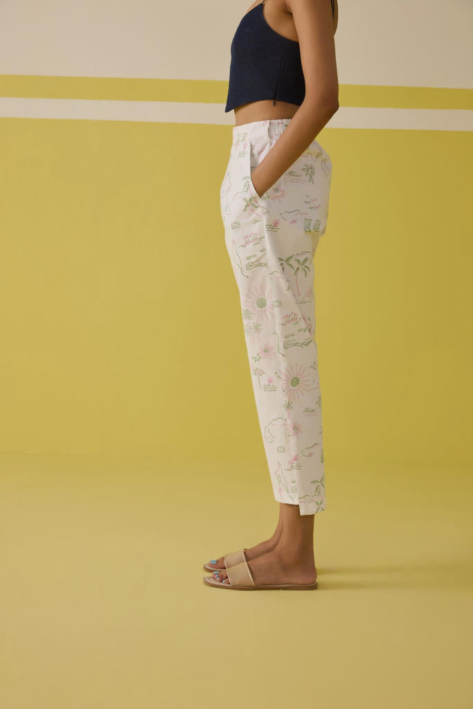 Garden Of Joy Organic Cotton Trousers poplin by SUI in multi color for women Worldwide