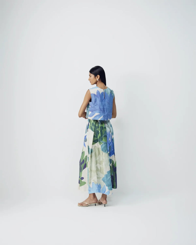 Garden Party Linen Top & Skirt Set all linen by YAM in multi color for women Worldwide