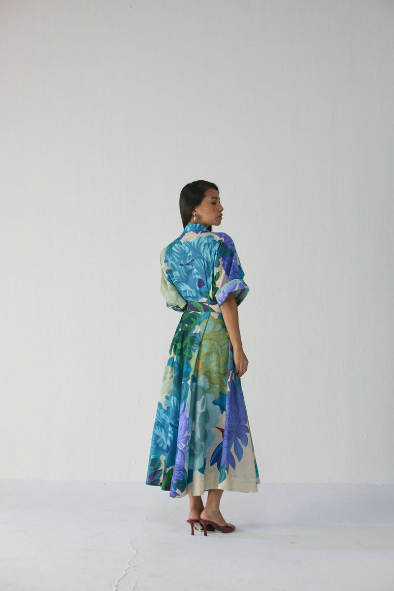 Garden Party Shirt Dress poplin by YAM in multi color for women Worldwide