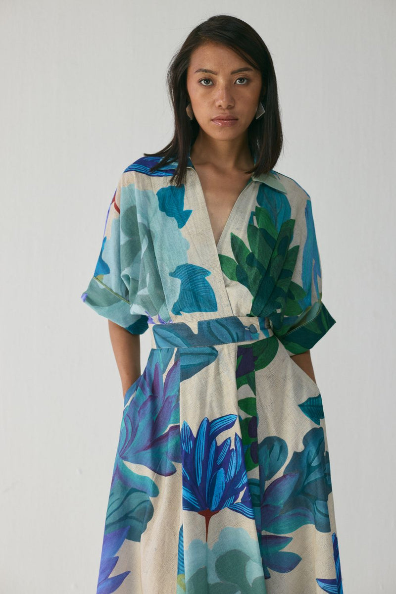 Garden Party Shirt Dress poplin by YAM in multi color for women Worldwide
