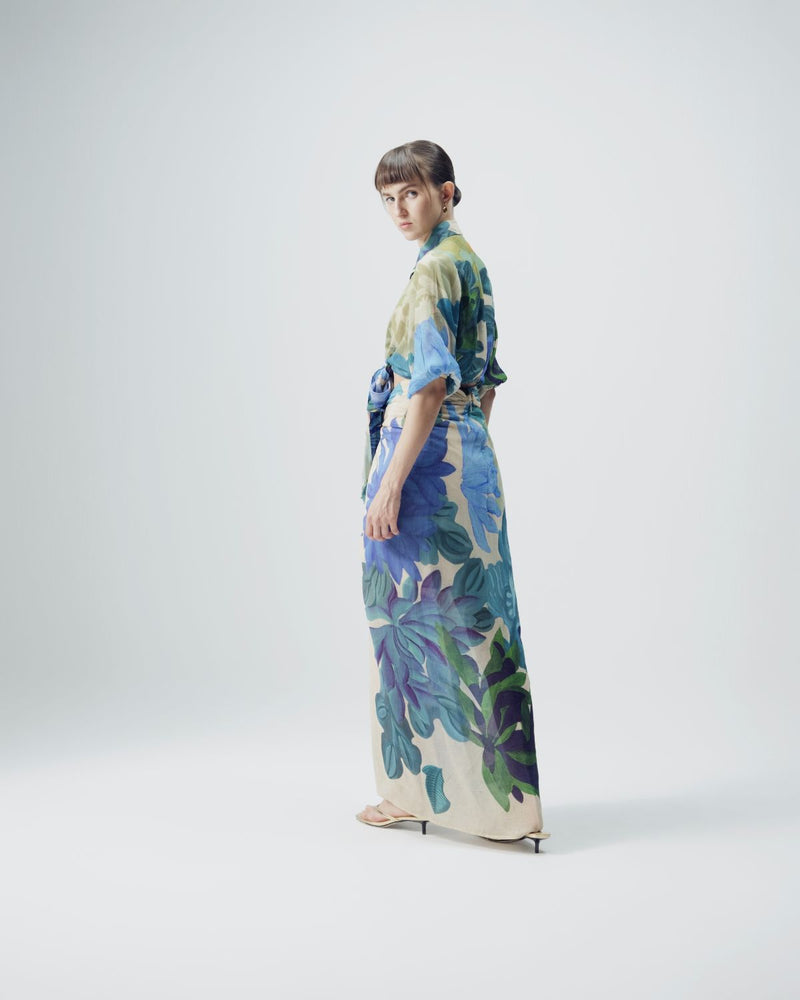 Garden Party Tie Up Top & Skirt Set mul by YAM in multi color for women Worldwide