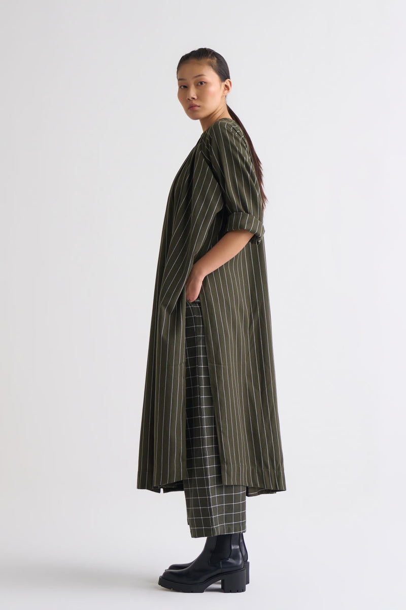 Gather Neck Shirt Co-ord - Olive Co-ord Set by THREE for women Worldwide