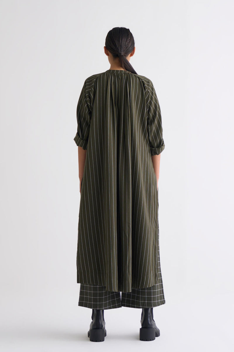 Gather Neck Shirt Co-ord - Olive Co-ord Set by THREE for women Worldwide