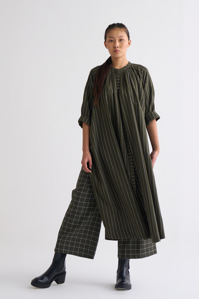 Gather Neck Shirt Co-ord - Olive Co-ord Set by THREE for women Worldwide