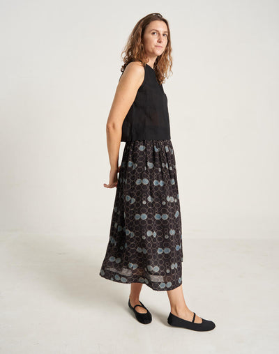 Geometric Flower Midi Skirt