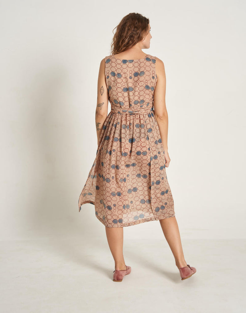 Geometric Flower Wrap-On Dress cotton by World of Crow for Worldwide