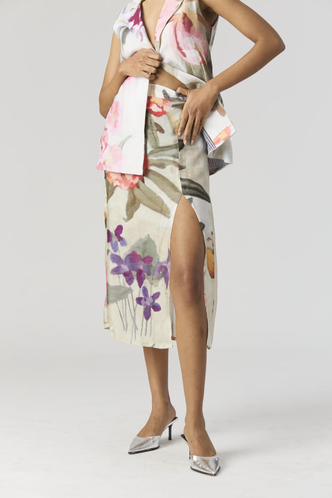 GIA JACKET & SKIRT SET silk by Yam in mint color for women Worldwide