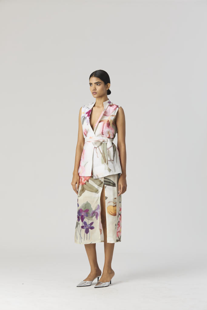 GIA JACKET & SKIRT SET silk by Yam in mint color for women Worldwide