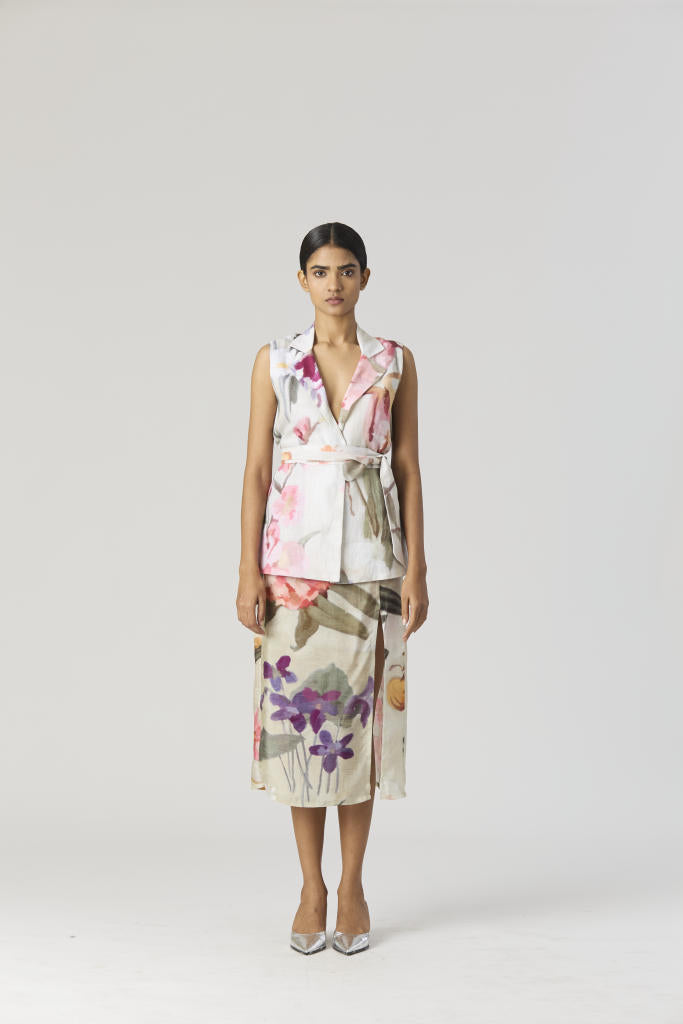 GIA JACKET & SKIRT SET silk by Yam in mint color for women Worldwide