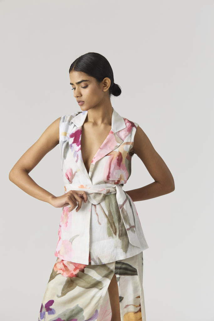 GIA JACKET & SKIRT SET silk by Yam in mint color for women Worldwide