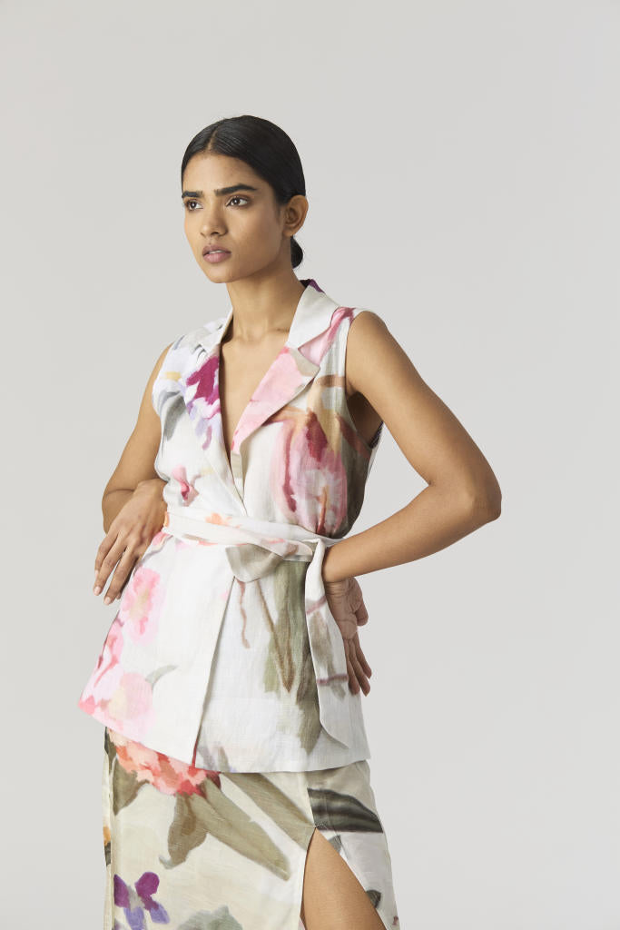 GIA JACKET & SKIRT SET silk by Yam in mint color for women Worldwide