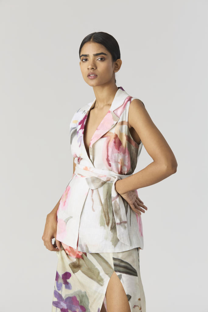 GIA JACKET & SKIRT SET silk by Yam in mint color for women Worldwide