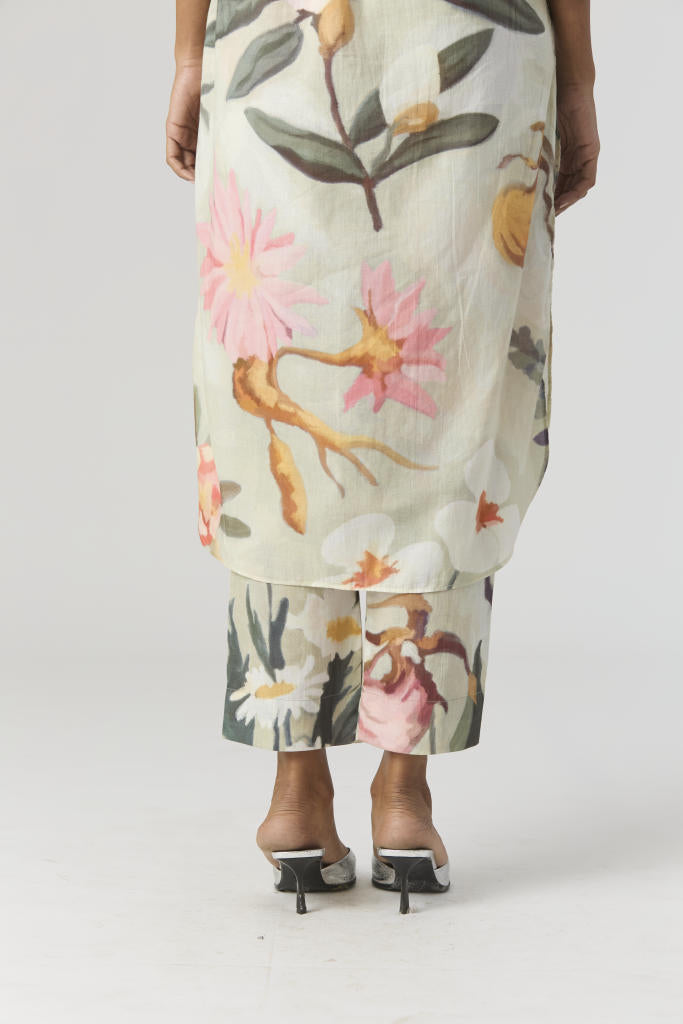 GIA LONG KURTA SET cotton by Yam in mint color for women Worldwide