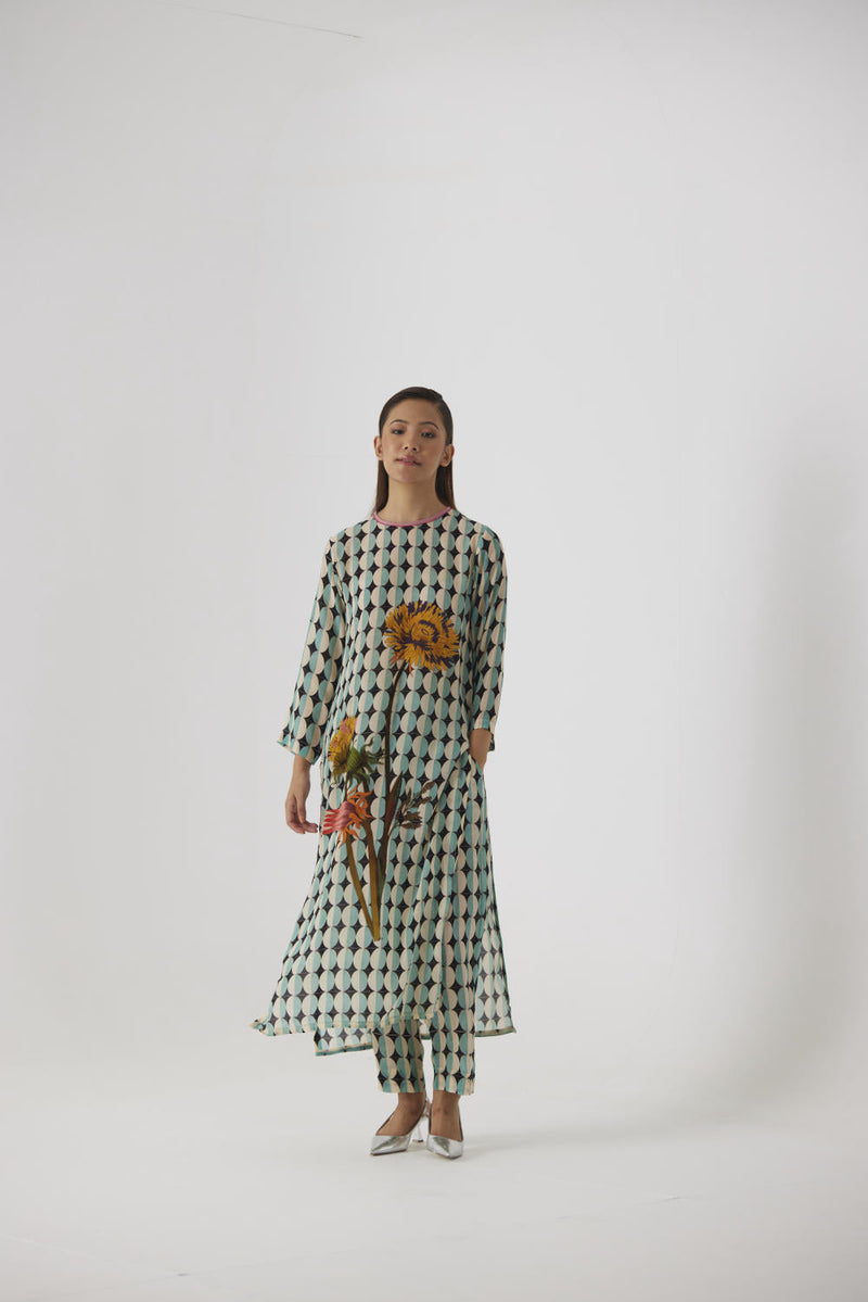 GIFU LONG KURTA SET mul by Yam in multi color for women Worldwide