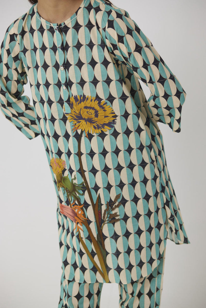 GIFU SHORT COTTON KURTA SET cotton by Yam in multi color for women Worldwide