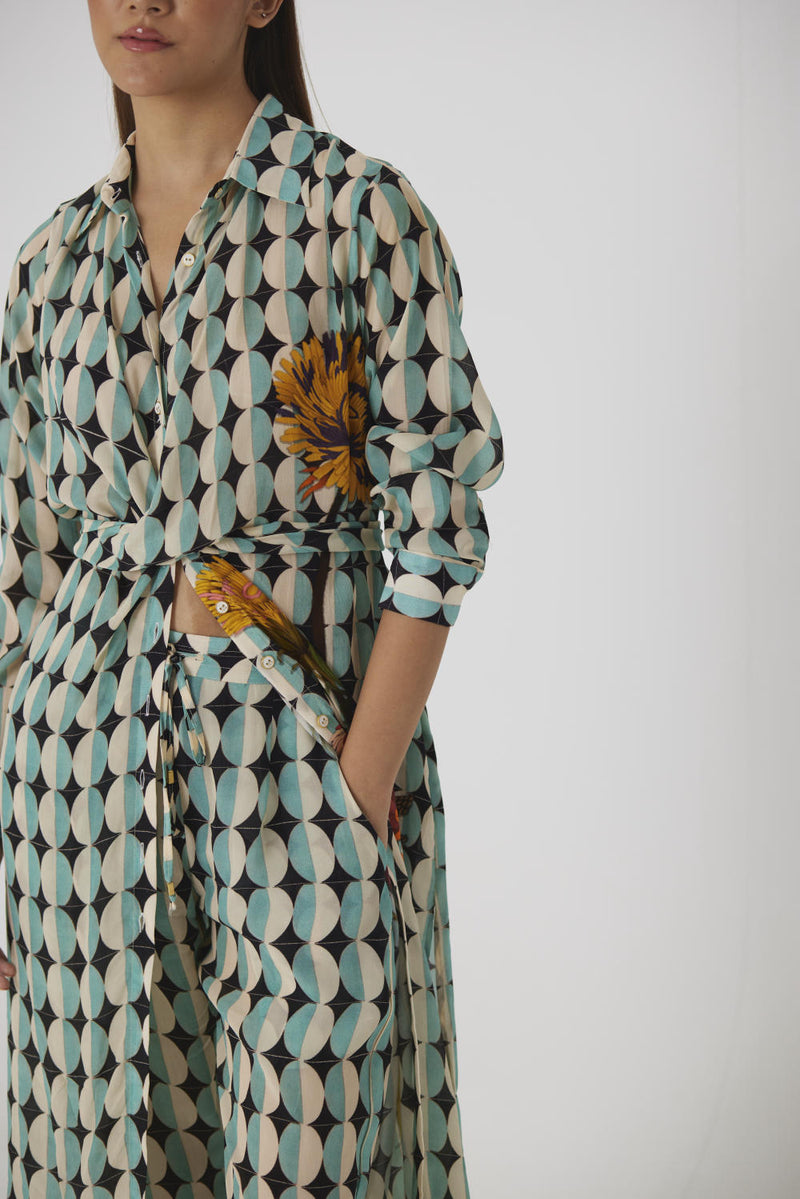 GIFU WRAP KURTA SET mul by Yam in multi color for women Worldwide