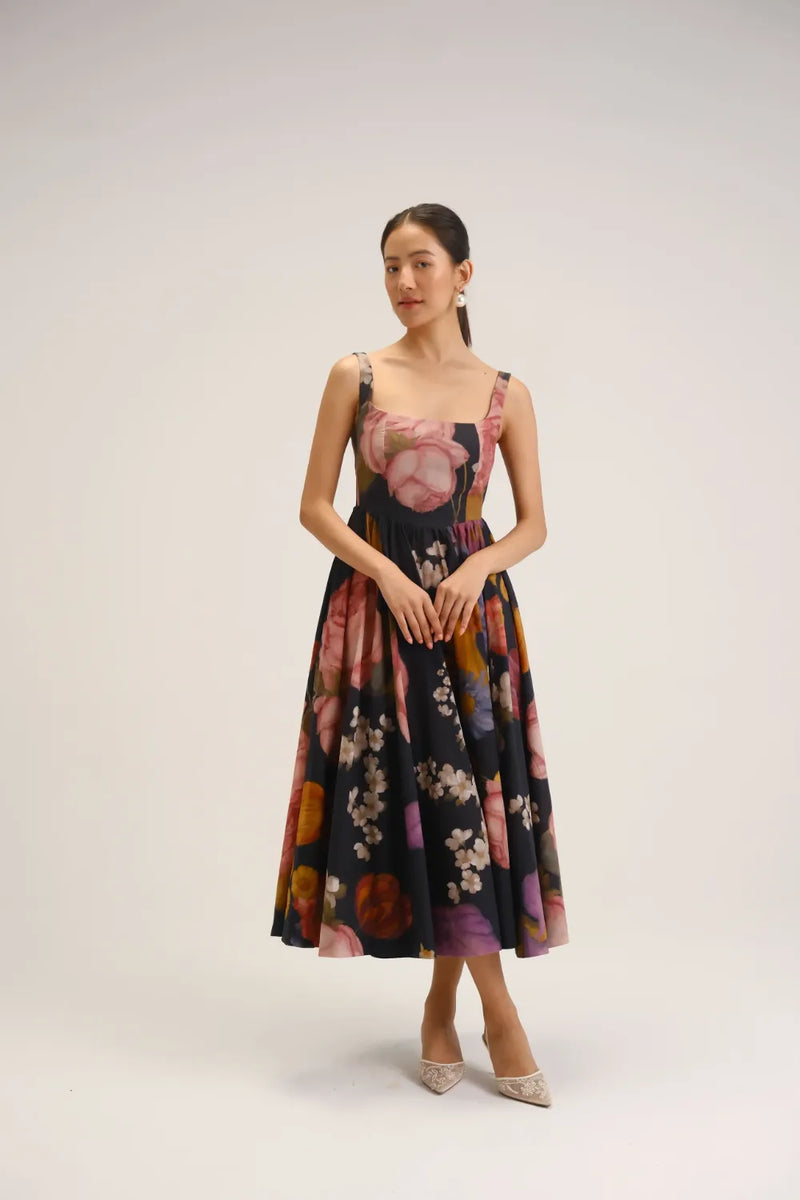 Glory Black Cherry Dress cotton dress by YAM in black for women Worldwide