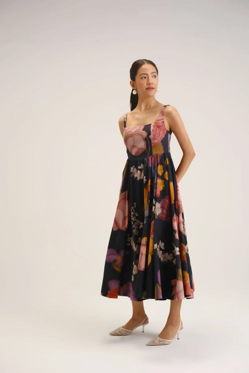 Glory Black Cherry Dress cotton dress by YAM in black for women Worldwide