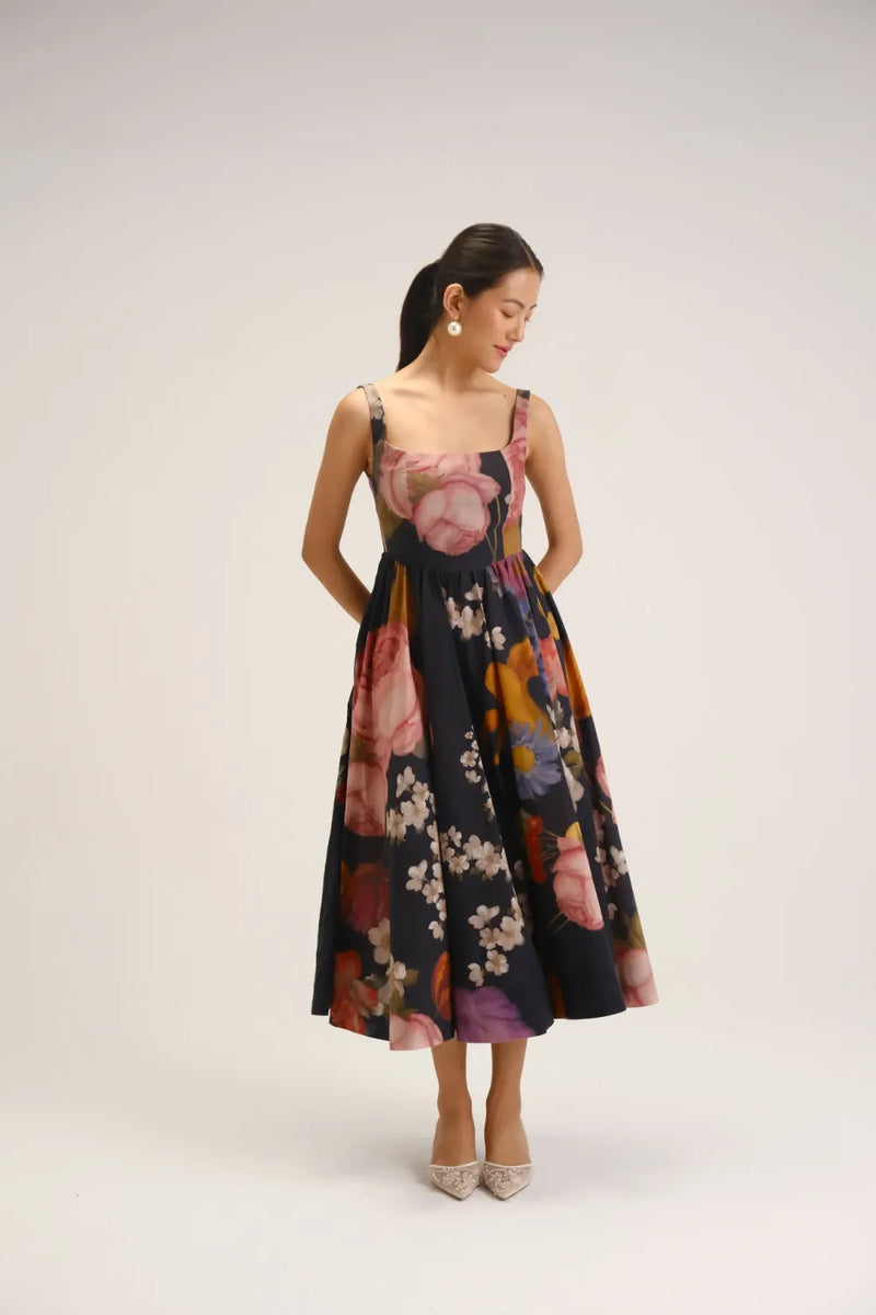 Glory Black Cherry Dress cotton dress by YAM in black for women Worldwide