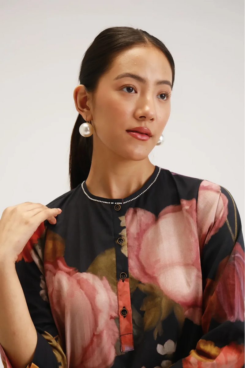 Glory Black Short Kurta Set cotton light kurta set by YAM in black for women Worldwide