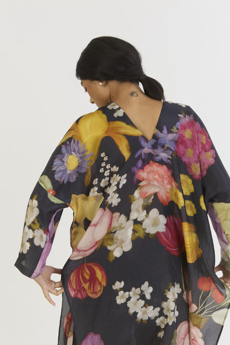 GLORY BLACK SILK KAFTAN SET silk by Yam for women Worldwide