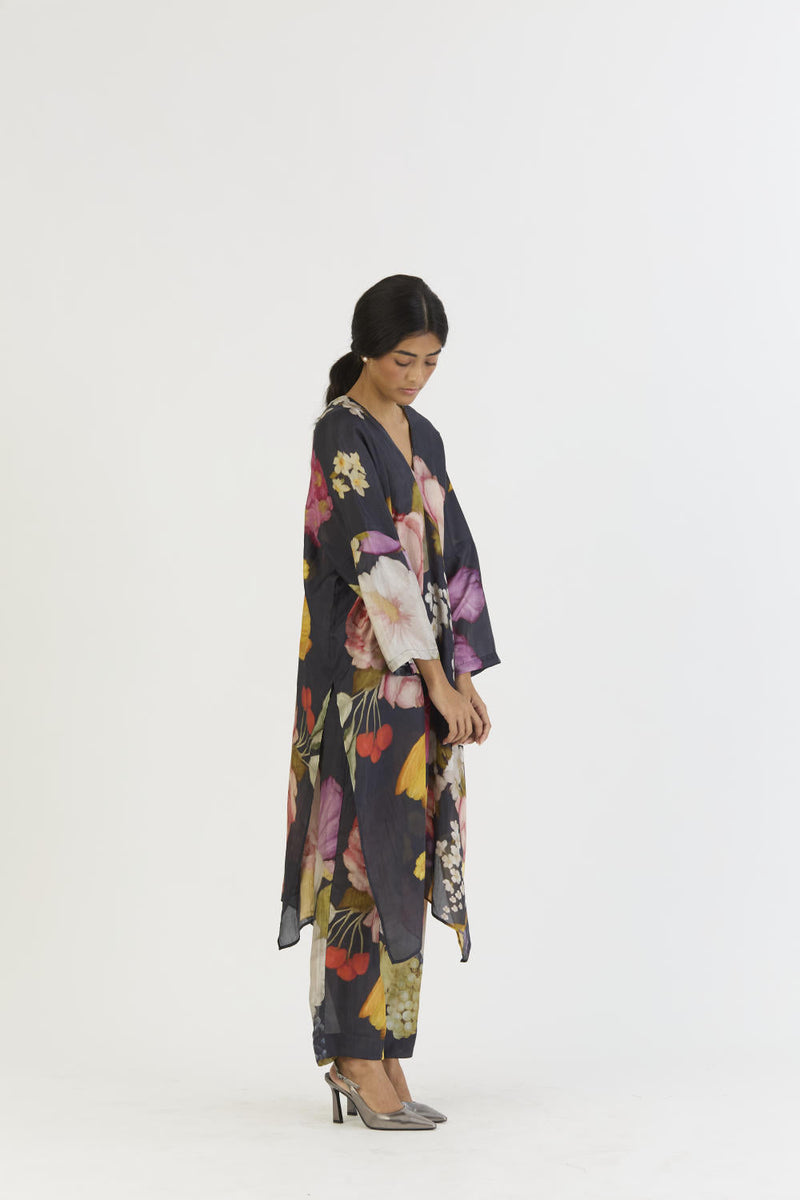 GLORY BLACK SILK KAFTAN SET silk by Yam for women Worldwide