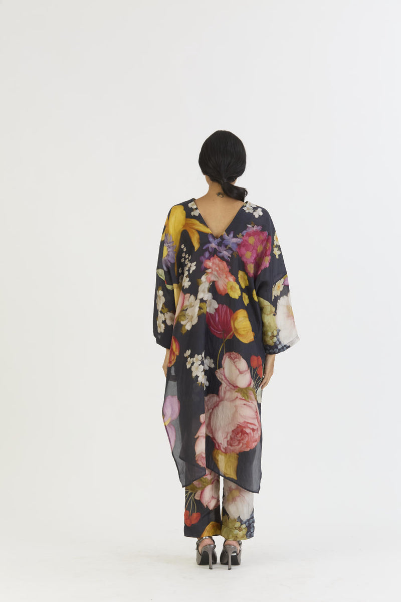 GLORY BLACK SILK KAFTAN SET silk by Yam for women Worldwide