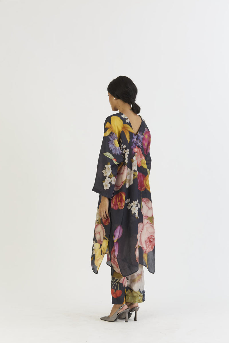 GLORY BLACK SILK KAFTAN SET silk by Yam for women Worldwide