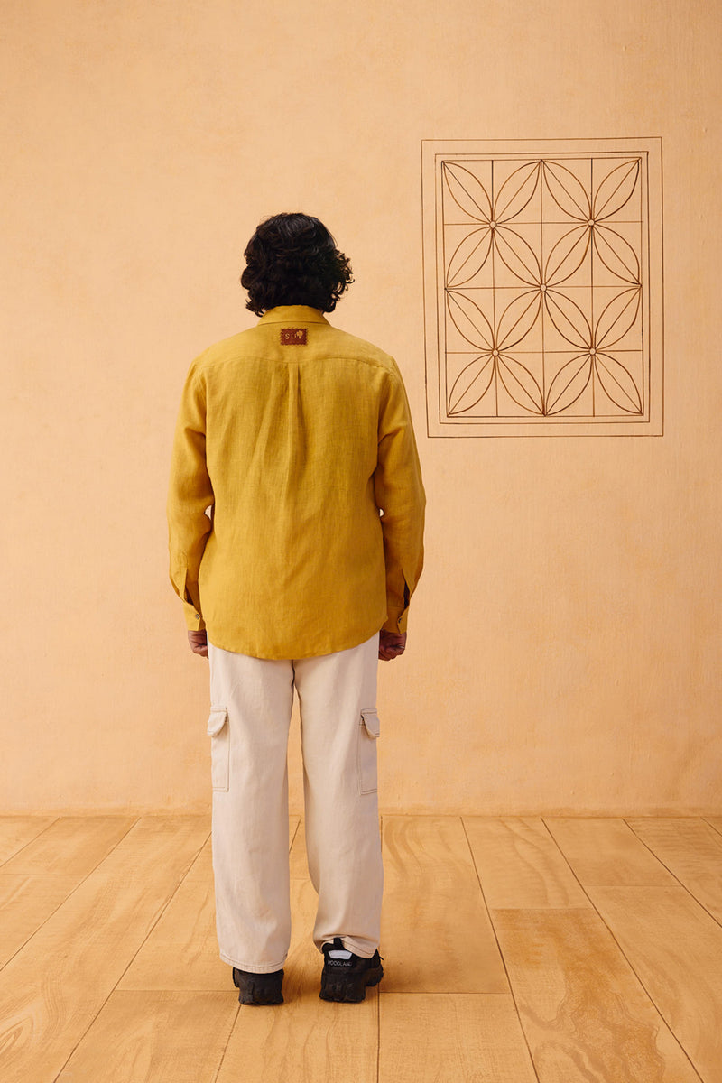 Golden Palm Men's Linen Shirt linen top/shirt by SUI in mustard for women Worldwide
