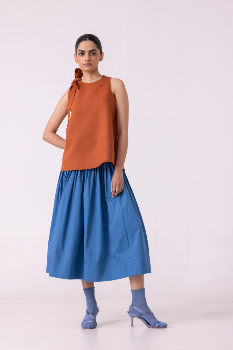 Granger Rust Linen Halter Top all linen by The Summer House for women Worldwide