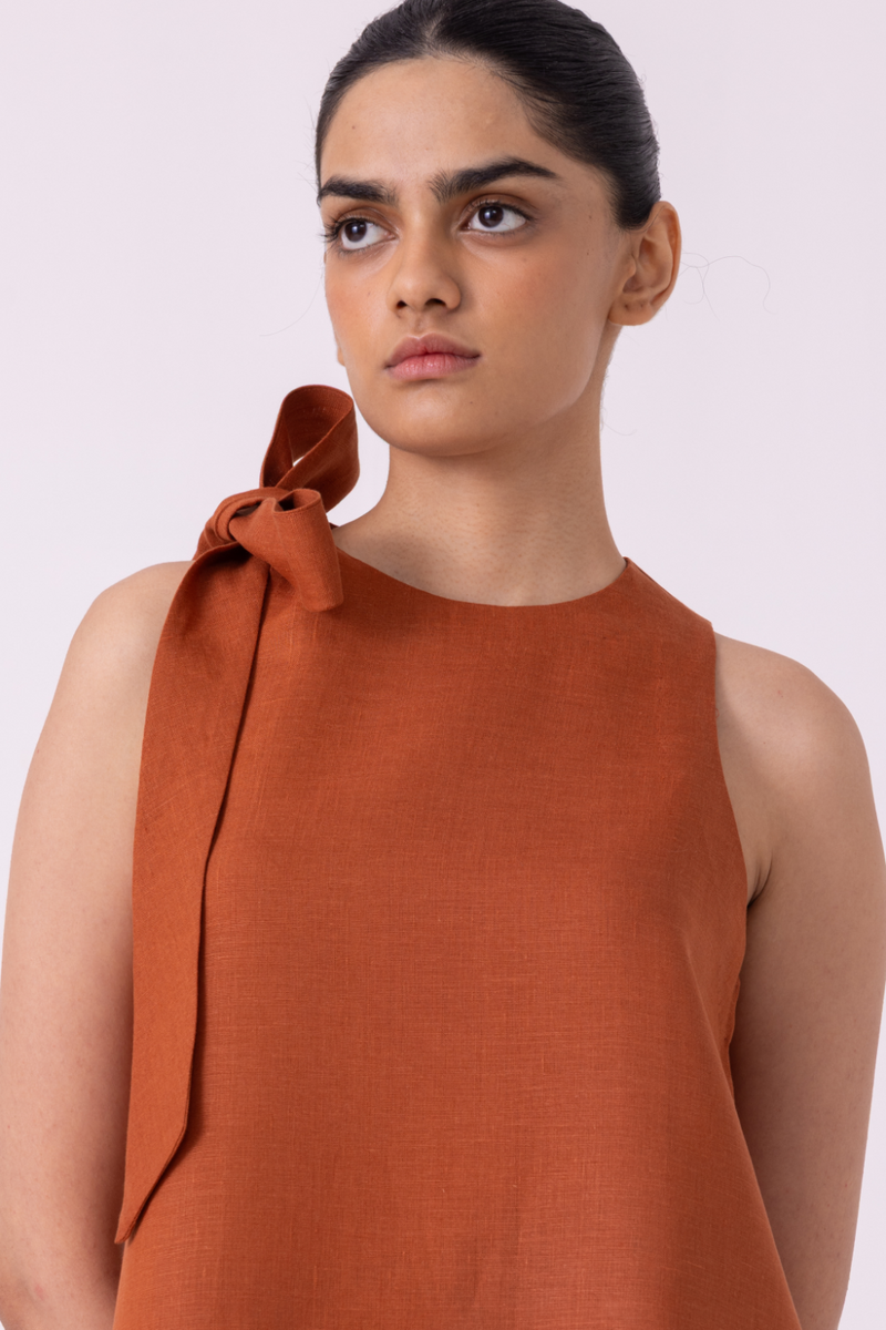 Granger Rust Linen Halter Top all linen by The Summer House for women Worldwide