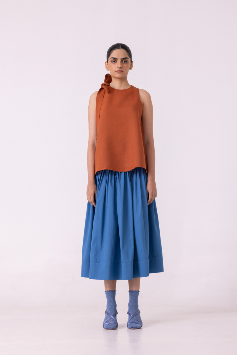 Granger Rust Linen Halter Top all linen by The Summer House for women Worldwide