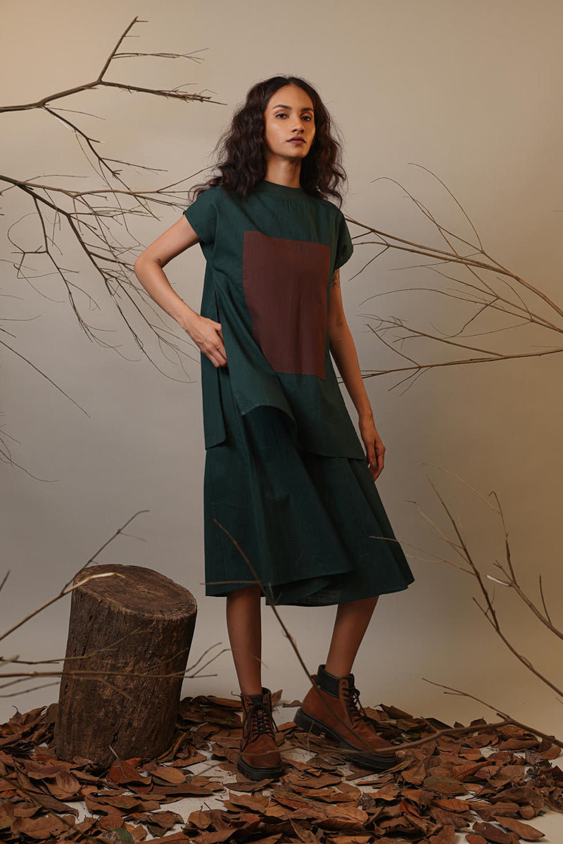 Green CB Stara Dress 100% cotton by Mati in green color for women Worldwide